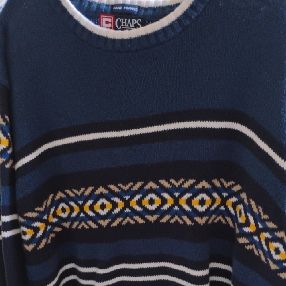 Chaps Blue Patterned Sweater